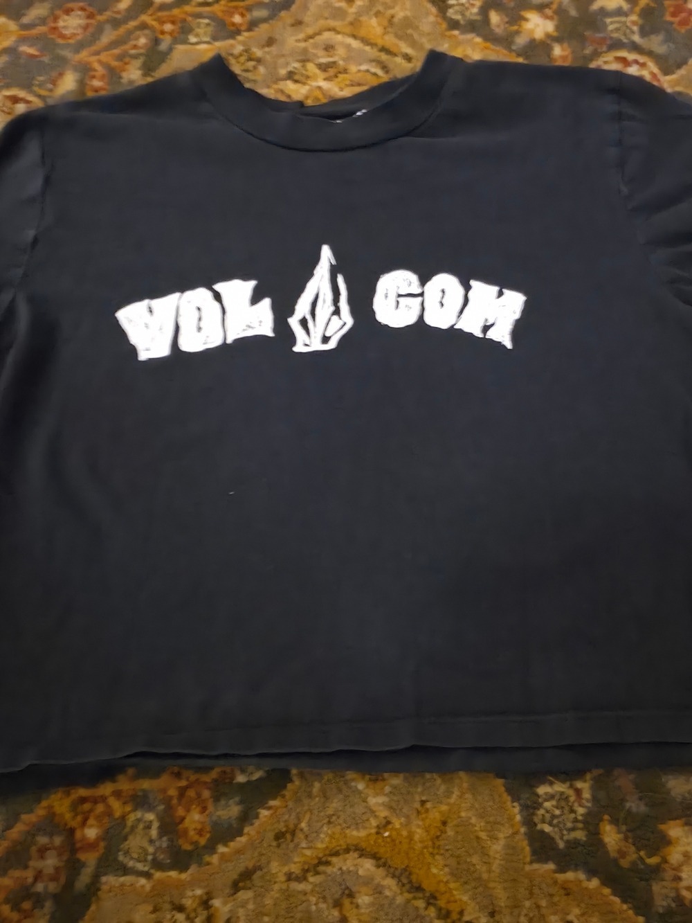 4/$25 Deal! Volcom Black Crop Short Sleeve Tee with White Logo